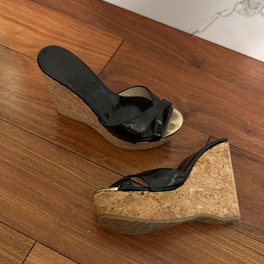 Jimmy Choo Pandora Black Patent Wedge size 38